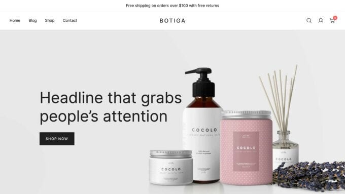 The Botiga minimal WooCommerce theme.