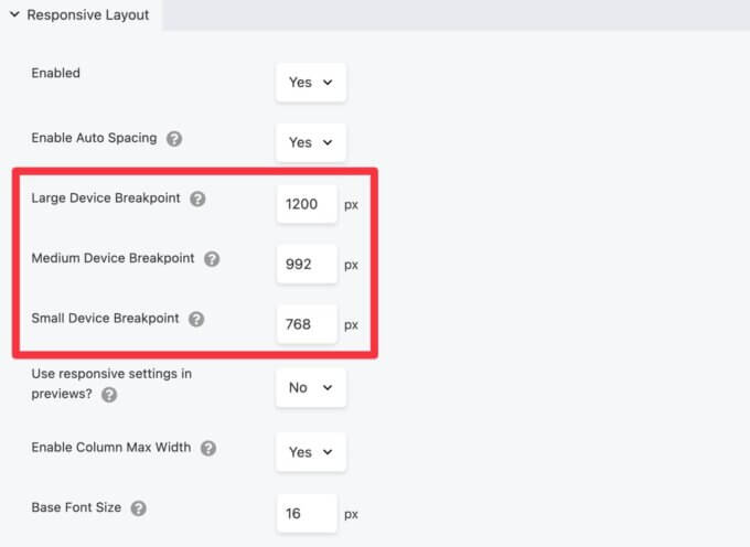 Custom responsive breakpoints