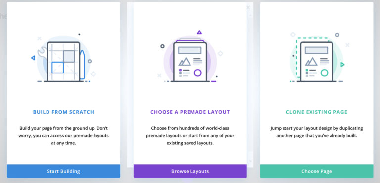 The Divi Builder Selection Screen