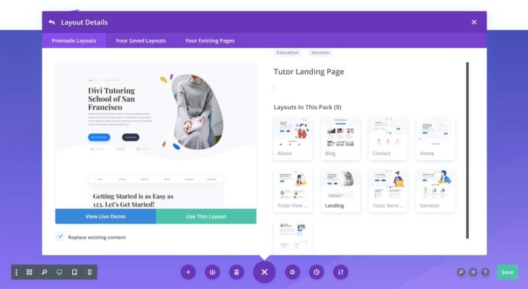 Loading a Divi Pre-Made Layout
