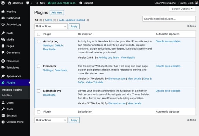 You can still install plugins, a screenshot of the Plugins page of the WordPress admin area