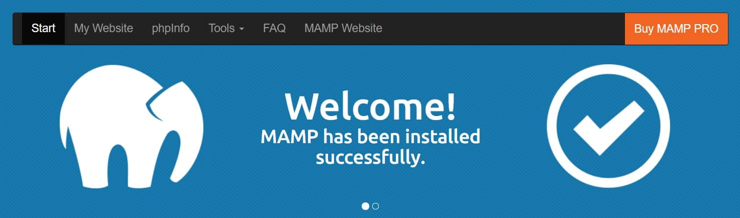 MAMP server homepage