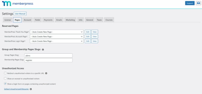 MemberPress Settings