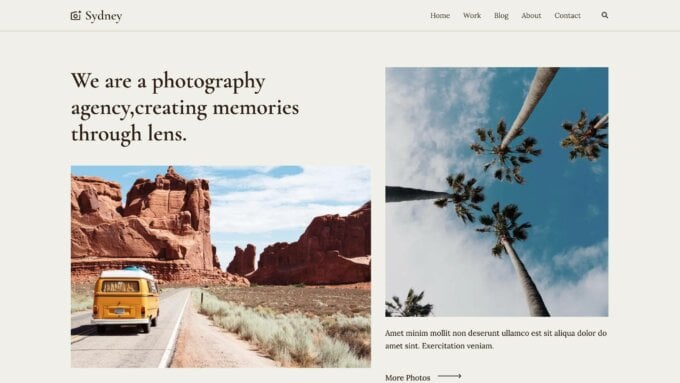 Sydney photography wordpress theme