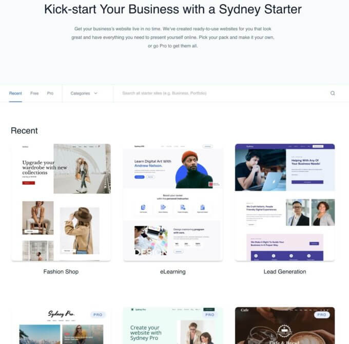 Sydney Elementor website templates