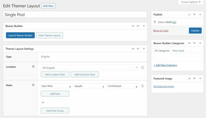 Themer layout settings