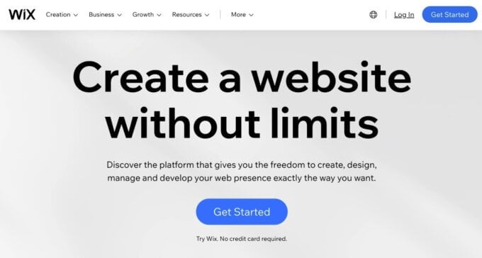 Wix homepage