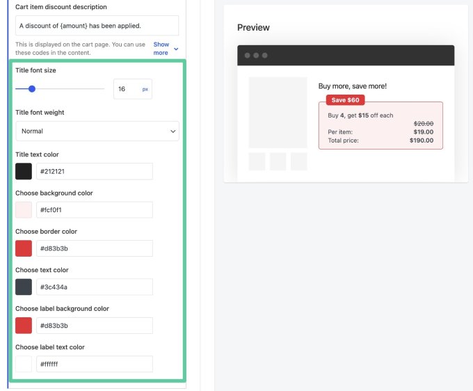 Editing the bulk discount style rules