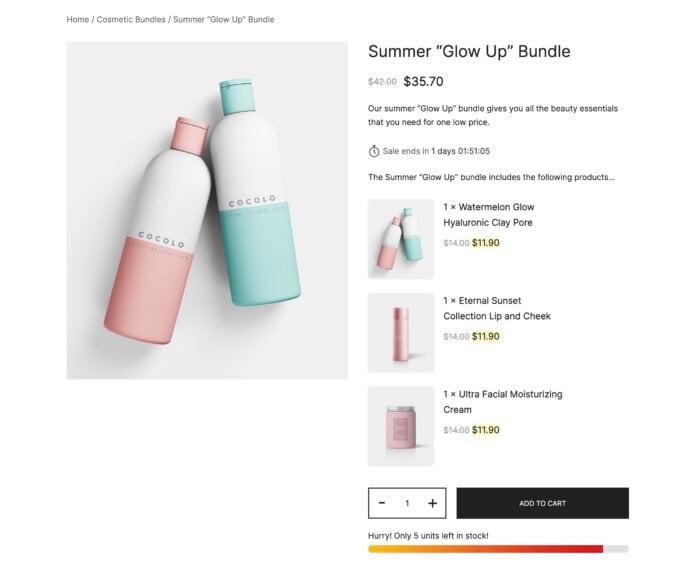 An example of a WooCommerce product bundle created with Merchant Pro