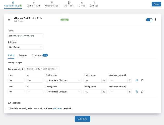 Bulk discount rule in YayPricing