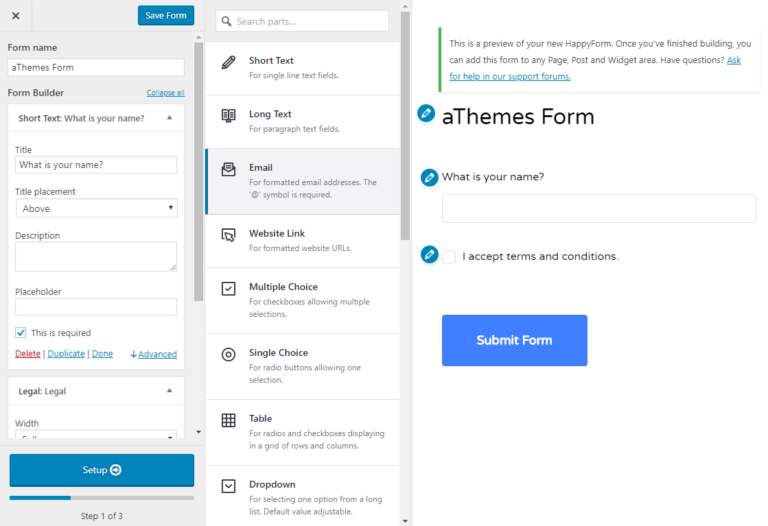 HappyForms interface