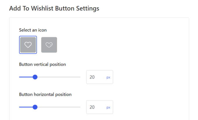 Options to configure the Wishlist button