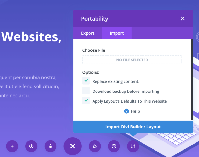 Divi Builder Portability Box