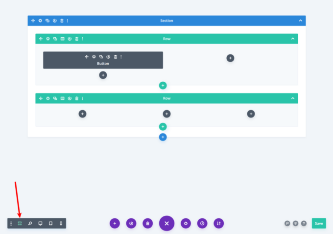 Divi backend wireframe mode editing