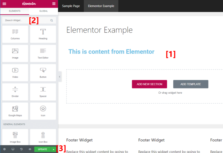 Elementor interface