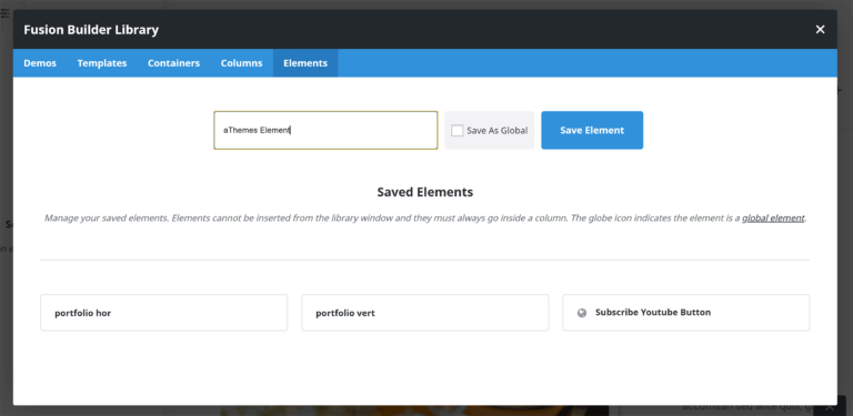 Save Element to Library