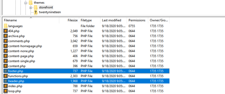 Accessing your header and footer files via FTP