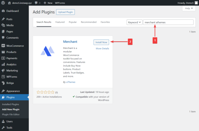 install now merchant athemes plugin