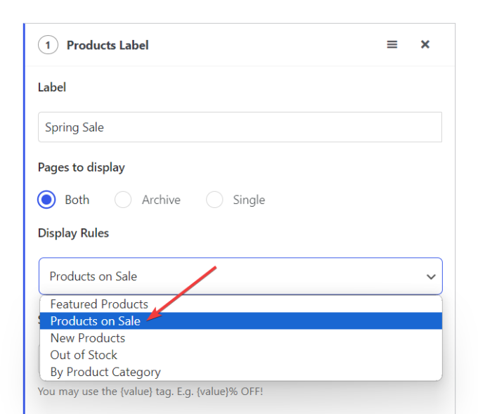 product on sale option in merchant plugin