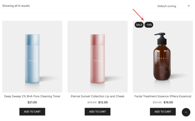 woocommerce sale and percentage tag